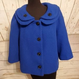 Chadwicks vintage basketweave textured 3/4 sleeved cropped jacket blue size 12